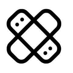 Minimalist Line Art Crossed Bandage Medical Patch Health Care Icon