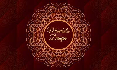 Luxury Red Mandala Floral Pattern – Islamic or Indian Art Style

