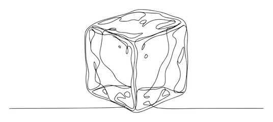 ice cube line art isolated on white background