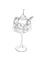 ice cream in a glass hand drawing