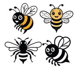 Fototapeta premium Cute Cartoon Bee Vector Illustration On White Background