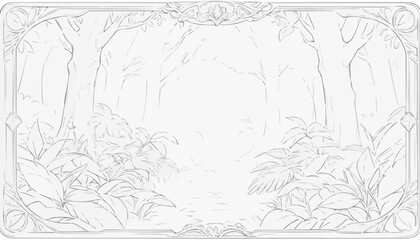 Obraz premium Enchanting coloring page illustration of a forest scene with intricate details for creative exploration