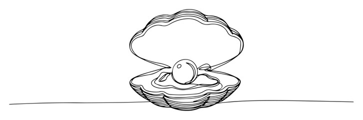 open oyster with pearl line vector