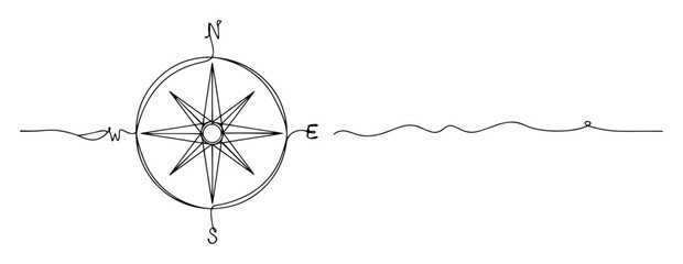 nautical compass rose line drawing