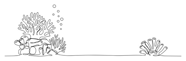 underwater coral reef line art vector © Wieslaw