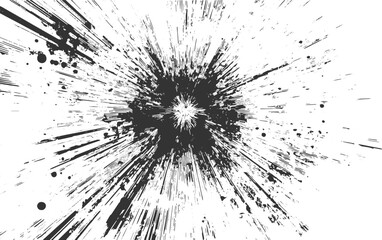 Black ink splatter explosion abstract background with white space vector