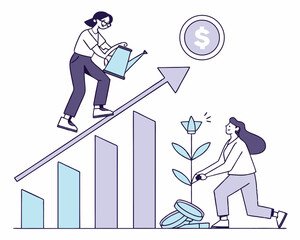 Obraz premium Investing in growth conceptual illustration of financial progress and business development