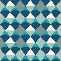 Abstract geometric pattern with overlapping shapes creating a seamless design using cool color tones and smooth transitions.