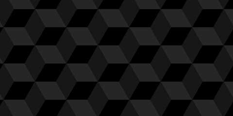 Black cube square geometric tile hexagon mosaic wall grid wallpaper. black and gray geometric block...