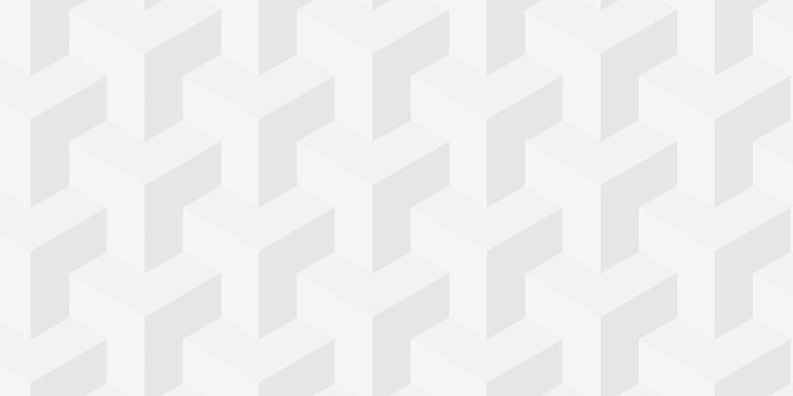 Abstract white cube geometric tile and mosaic wall grid technology wallpaper design. white, gray geometric block cube structure texture background.	
