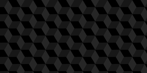 Black cube square geometric tile hexagon mosaic wall grid wallpaper. black and gray geometric block...