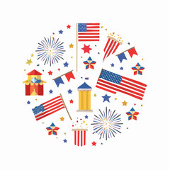 Fototapeta premium 4th of July Independence Day USA Flag Celebration Vector Illustration