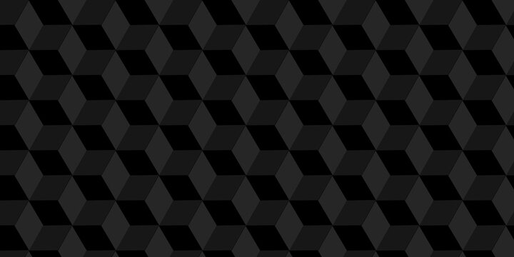 Black cube square geometric tile hexagon mosaic wall grid wallpaper. black and gray geometric block cube structure texture background.	
 - Powered by Adobe