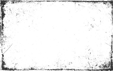 Grungy distressed black and white textured border with scattered speckles and scratches grunge