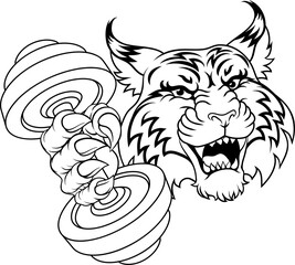 Wildcat Cougar Lynx Lion Weight Lifting Gym Mascot