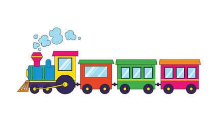 Obraz premium Colorful Toy Train Journey Through Imaginary Landscapes Fun Transportation Adventure for Kids