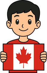 A man is holding the Canada flag