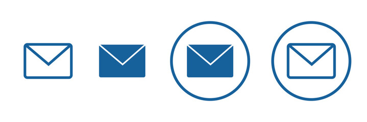 A illustration of a black envelope icon on a white background. E mail icon set.  eps 10 