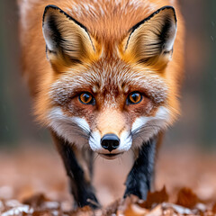 Fototapeta premium Red Fox Wildlife Photo: Intense Gaze