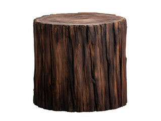 Dark Brown Wood Stump Realistic Image