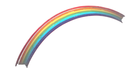 A vibrant rainbow arc isolated against a stark black background in a digital image on transparent background