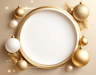 Elegant holiday decoration display featuring gold and white ornaments festive atmosphere graphic design close-up view creative concept