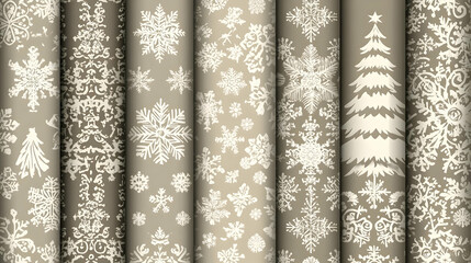 Winter Holidays Snowflakes and Trees Illustration