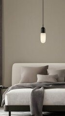 Modern Bedroom 3D Render with Pendant Lamp