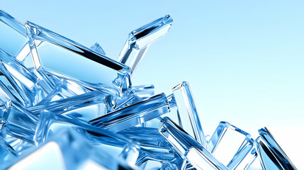 Blue Crystal Ice 3D Illustration