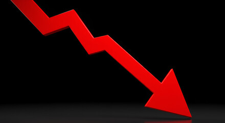 Downward spiral: A stark red arrow symbolizing financial decline and loss