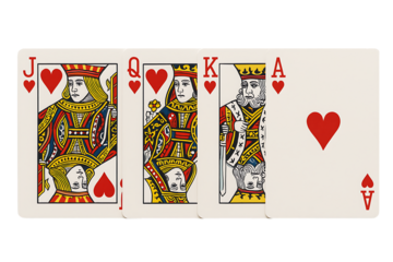 A Striking Display of Jack, Queen, King, and Ace Playing Cards in a Winning Hand Formation