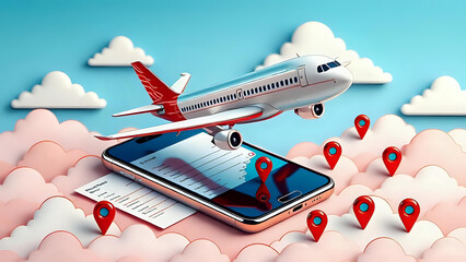 Travel background with airplane