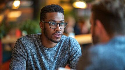 Man Listening Attentively During a Conversation