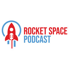 rocket space podcast talk flat minimalist logo design