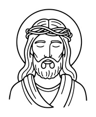 jesus christ with crown of thorns line art vector