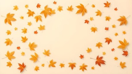 단풍으로 장식된 원a circle decorated with autumn leaves