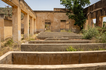 Tanks inside the ruins of an old Italian mineral water factory in rural Eritrea