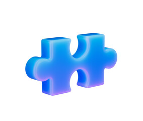 Obraz premium A glowing blue puzzle piece with smooth edges and a futuristic design. 3D illustration