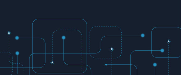 Abstract digital AI circuit board background with tech icons. Digital technology motherboard texture design. Engineering circuit board concept for poster, header, banner, website, presentation
