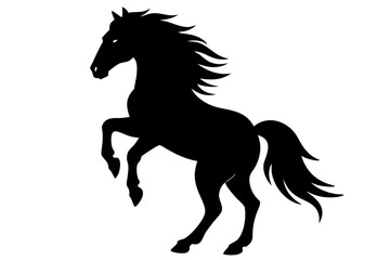 Untamed Power: The Majestic Rearing Black Stallion Silhouette