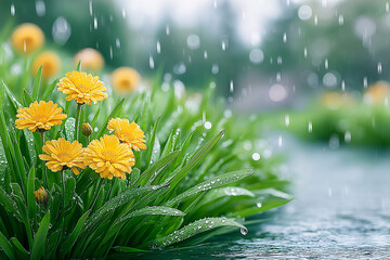 A yellow flower with a green stem