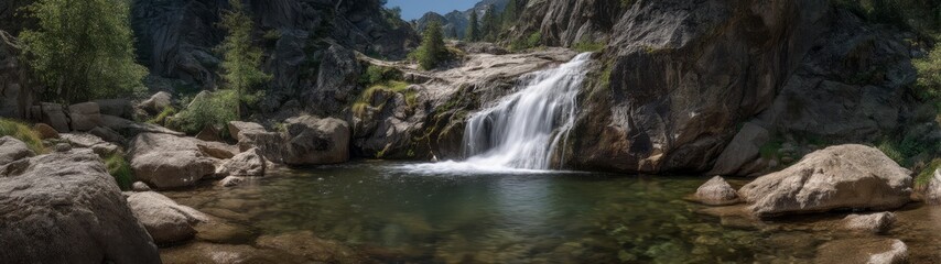 Fototapeta premium Waterfall adventure in nature hdr scenic view 360 degrees hdri