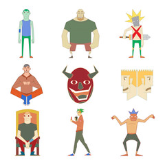 Collection of Male Character Illustrations with Different Styles.eps