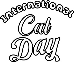 International Cat Day Typography Line Style
