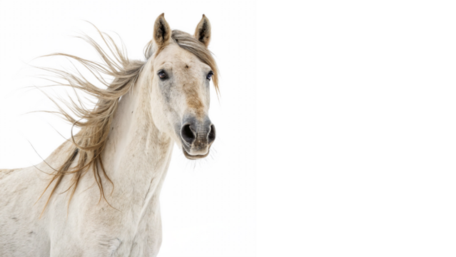 horse looking at camera isolated on transparent background