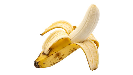half peeled banana isolated on transparent background  © Hanna