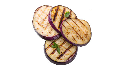 grilled eggplant slices isolated on transparent background	