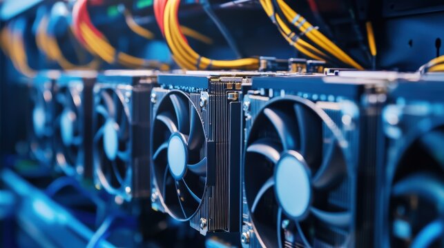 Close-up of computer hardware components.