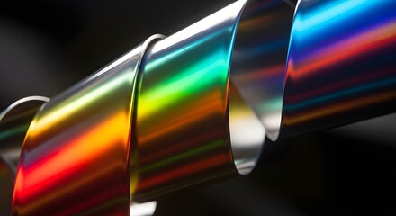 Rainbow Metallic Spiral - Abstract Chromatic Metal Coil with Iridescent Colors for Art, Design and Technological Visuals
