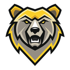 Angry bear's face features a bright yellow and gray color scheme that looks intimidating